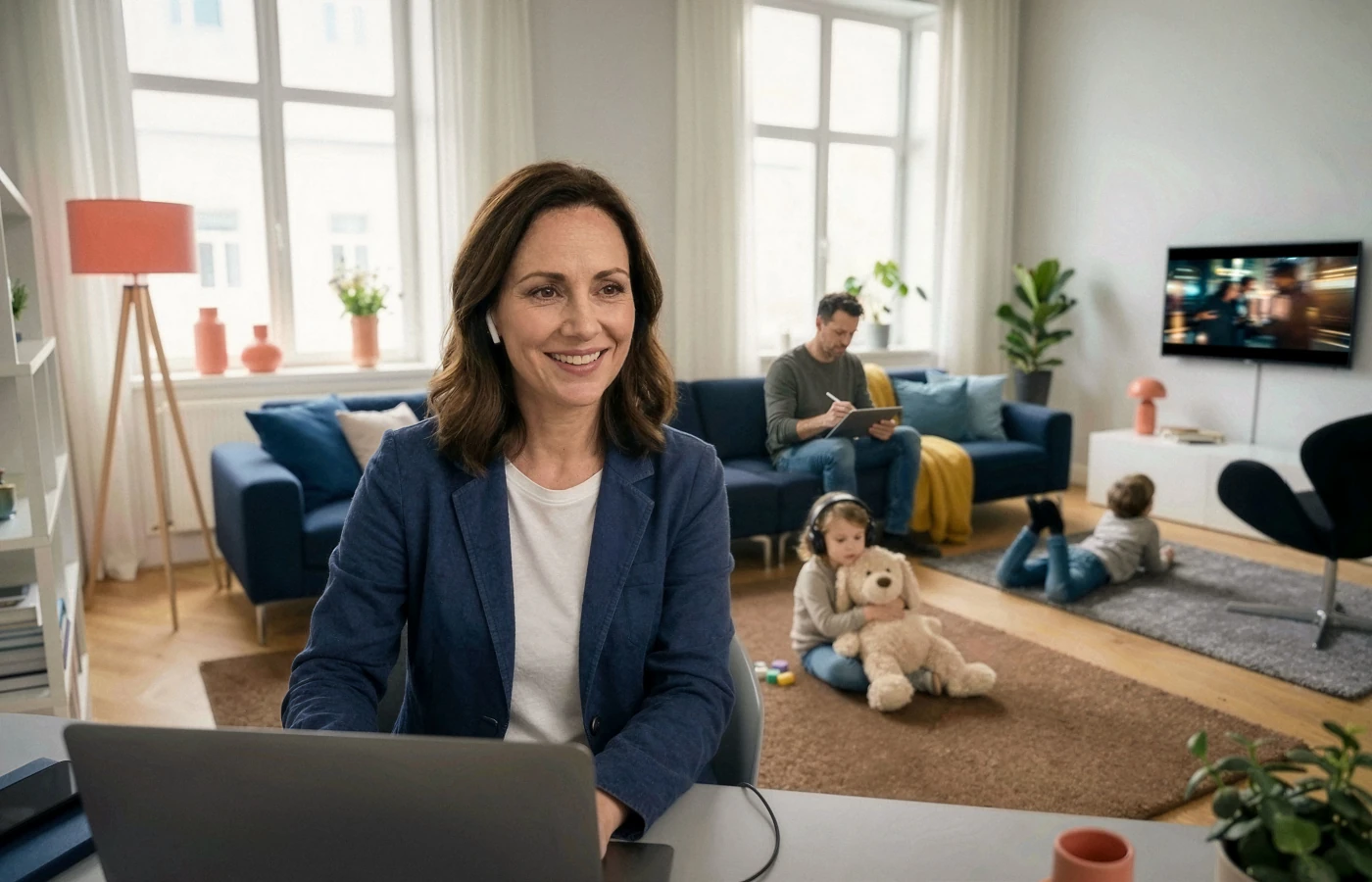 Familie im Home-Office